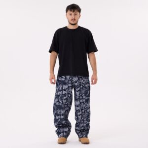 Graffiti Baskılı Baggy Denim Pantolon