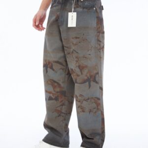 At Figürlü Baskılı Baggy Denim Pantolon